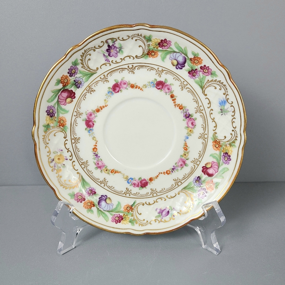 Schumann Bavaria Dresden-Garland US Zone Vintage Saucer Dish